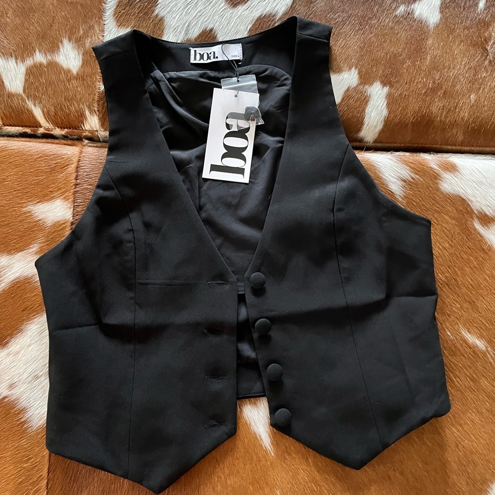 Because of Alice NWT tailored vest waistcoat black